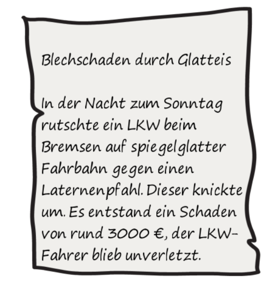 Zeitungsmeldung Beispiel