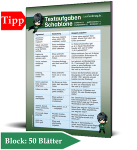 Textaufgaben Schablone