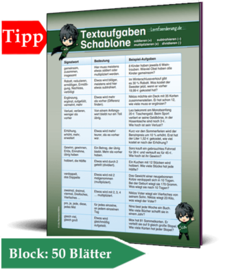 Textaufgaben Schablone