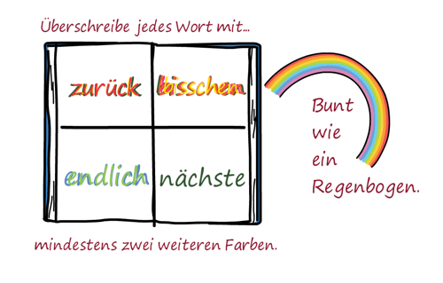 Diktat üben mit Regenbogenwörtern