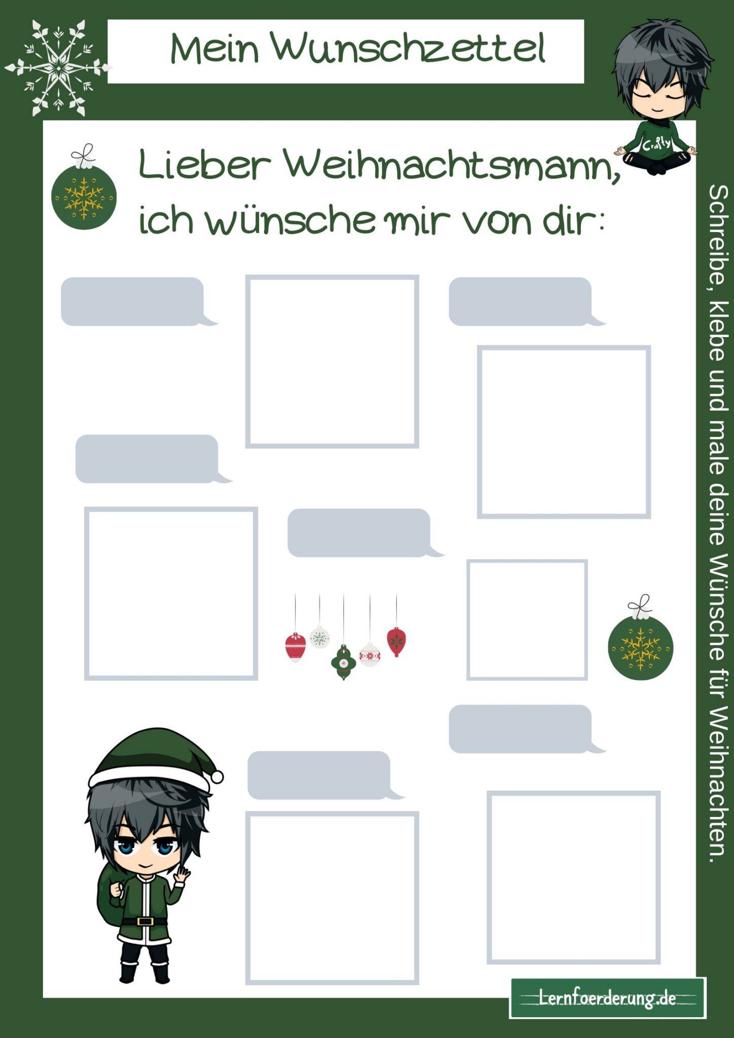 Craftys Wunschzettel Vorlage - einfach ausdrucken