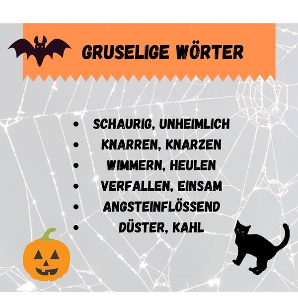 gruselige Wörter für die Halloween Geschichte