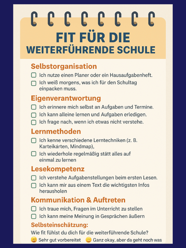 Checkliste weiterführende Schule