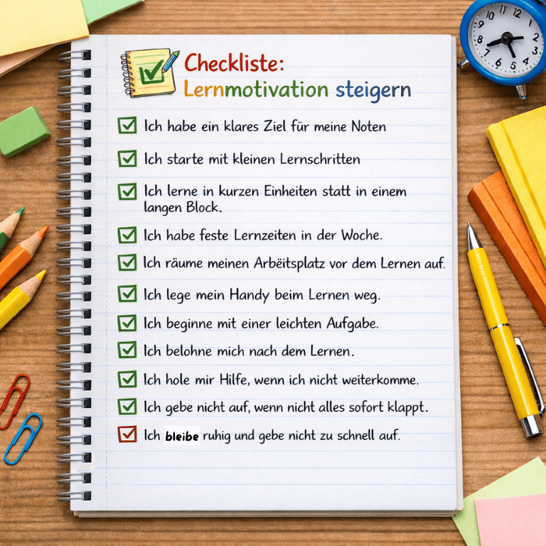Checkliste Lernmotivation